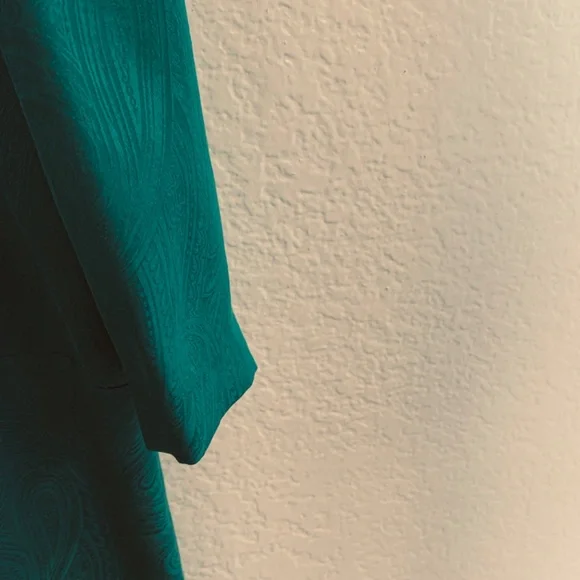 Vintage Gillian Silk Dress Size 10 Teal Green Blue Sweetheart Neckline Paisley - Picture 9 of 14